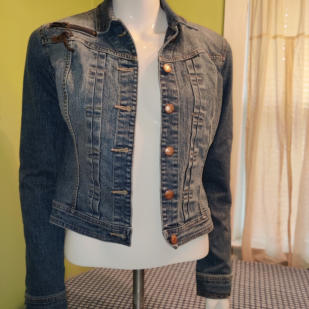Xoxo leather detail jean jacket